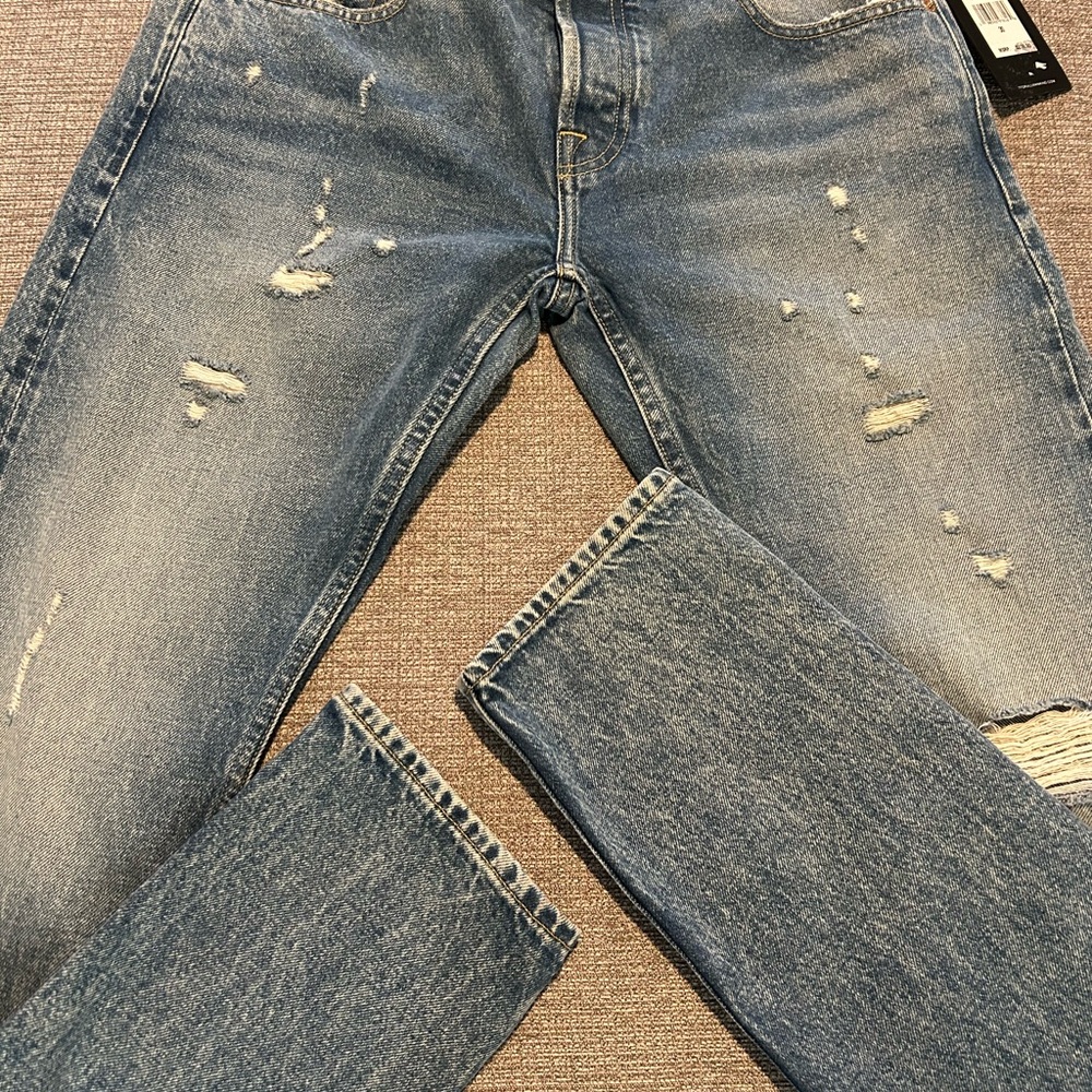 7 For All Mankind Distressed Light Blue Skinny Jeans